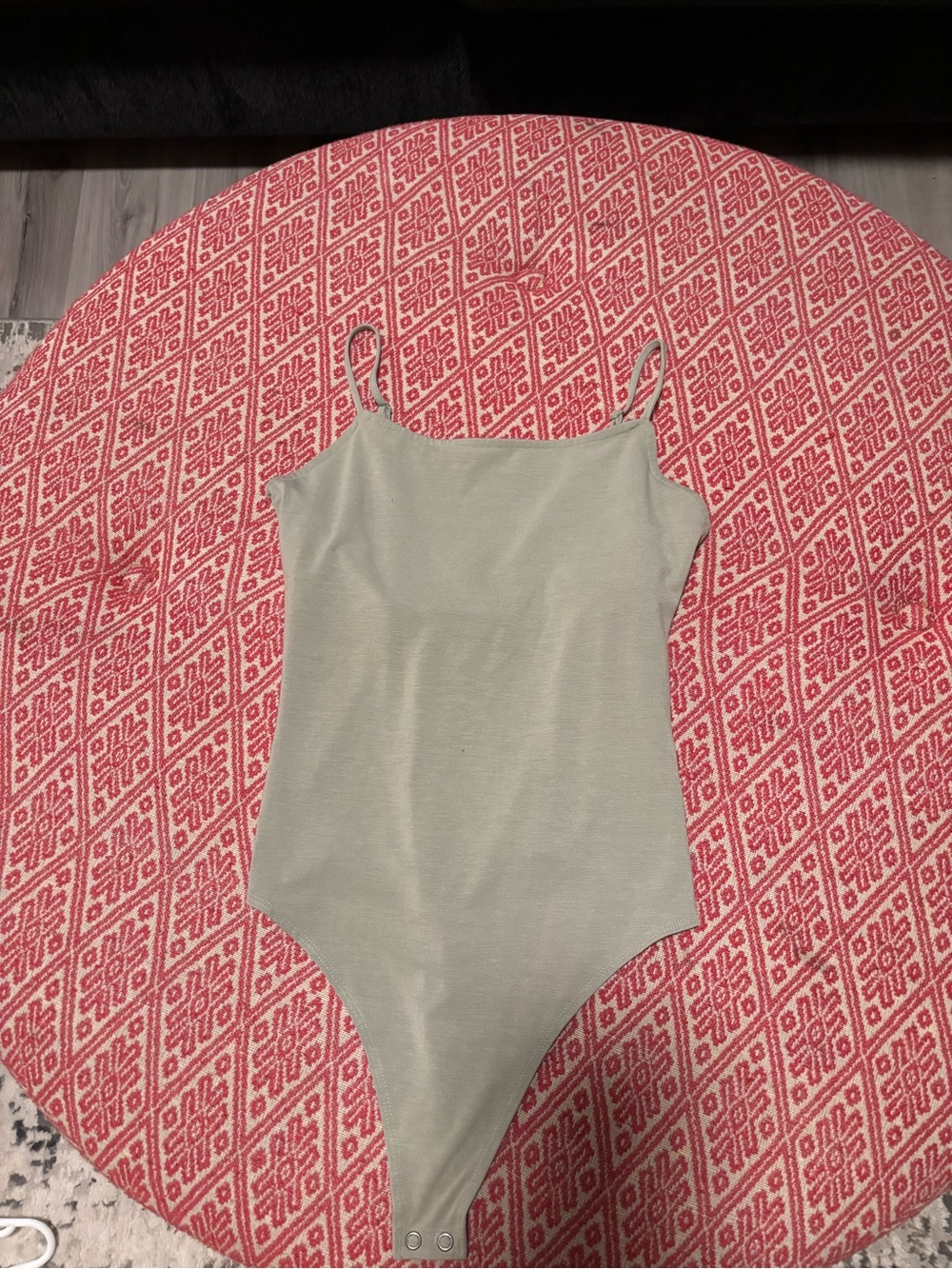 American Eagle Outfitters Sage Green Ribbed Spaghetti-Strap Bodysuit